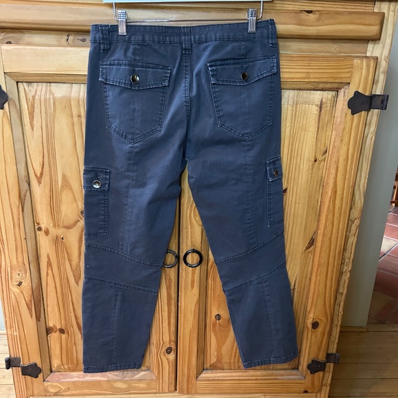 V Christina Cargo Pants Blue Cotton Spandex Women's Size 10 - Picture 4 of 7